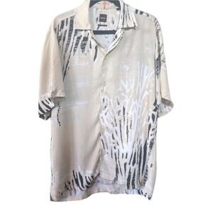 Hugo Boss L - Spring 2026 "Eligino" Abstract Shirt - Open Beige EUC